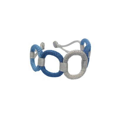 Magnetic La Corona Curtain Tieback - Blue & Cream