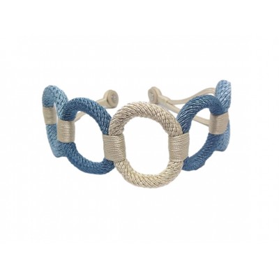 Magnetic La Corona Curtain Tieback - Blue & Cream