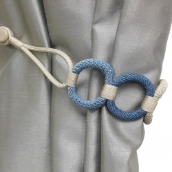 Magnetic La Corona Curtain Tieback - Blue & Cream