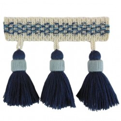 Tassel Fringe - Blue & Cream