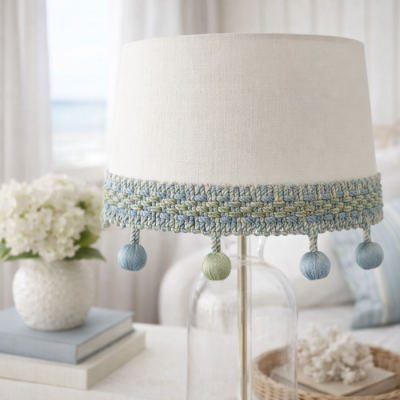 Coastal Pom Pom Fringe - Blue & Green Tones