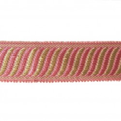 Vintage 3.5cm Wide Braid - Pink & Beige