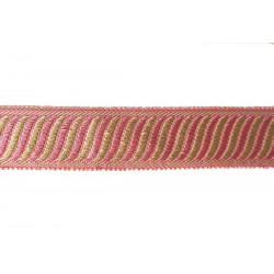 Vintage 3.5cm Wide Braid - Pink & Beige