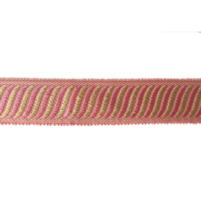 Vintage 3.5cm Wide Braid - Pink & Beige