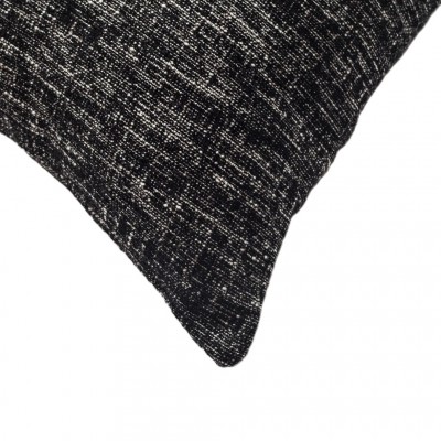 Black Textured Woven Lumbar Cushion Cover