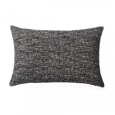 Black Textured Woven Lumbar Cushion Cover