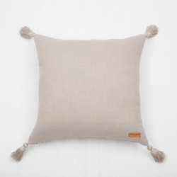 Viscose-Linen Blend Tassel Cushion Cover - Taupe
