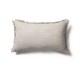 Beige Linen Blend Fringed Lumbar Cushion Cover