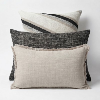 Black Striped Boucle Textured cushion Cover