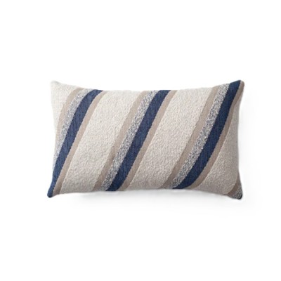 Blue Striped Boucle Textured Lumbar cushion Cover