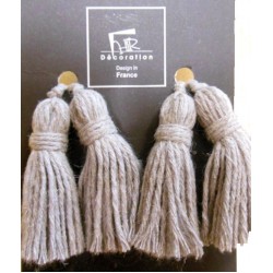 Petite Key Tassel - Linen Cotton x 4
