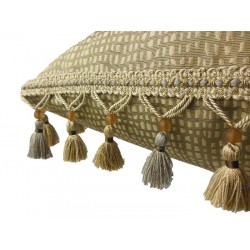 Silk Cushion with Tassel Fringe - Candlebark