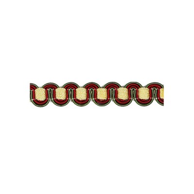 Scroll Gimp - Gold, Burgundy & Green