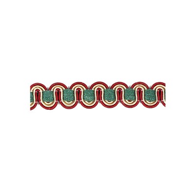 Scroll Gimp - Green , Cream & Burgundy