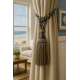 Single Tassel Tieback - Navy & Taupe