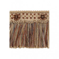 Organdy Cut Fringe with Rosette - Mocha Gold