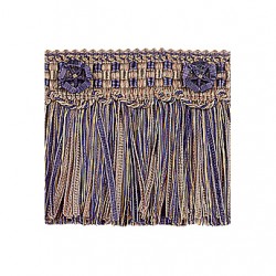 Organdy Cut Fringe with Rosette - Navy Taupe