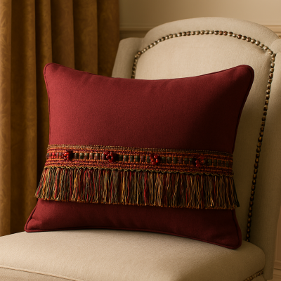 Organdy Cut Fringe with Rosette - Turkish Delight