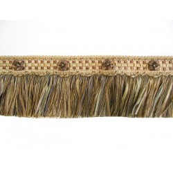 Organdy Cut Fringe with Rosette - Mocha Gold