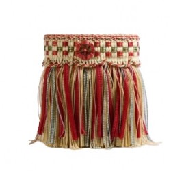 Organdy Cut Fringe with Rosette - Red Sherbert
