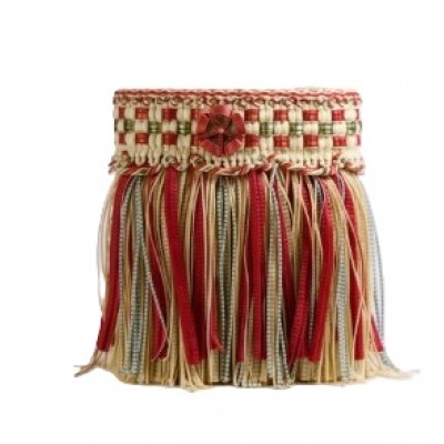 Organdy Cut Fringe with Rosette - Red Sherbert