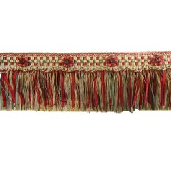 Organdy Cut Fringe with Rosette - Red Sherbert