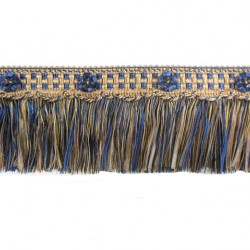 Organdy Cut Fringe with Rosette - Navy Taupe