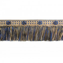 Organdy Cut Fringe with Rosette - Navy Taupe