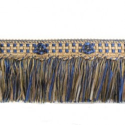 Organdy Cut Fringe with Rosette - Navy Taupe