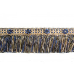 Organdy Cut Fringe with Rosette - Navy Taupe