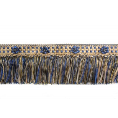 Organdy Cut Fringe with Rosette - Navy Taupe