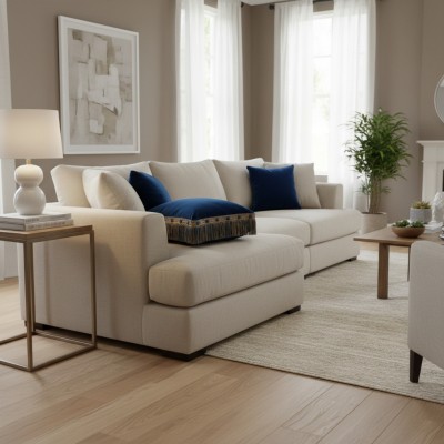 Organdy Cut Fringe with Rosette - Navy Taupe