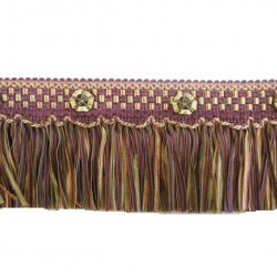 Organdy Cut Fringe with Rosette -  Mulberry Avocado