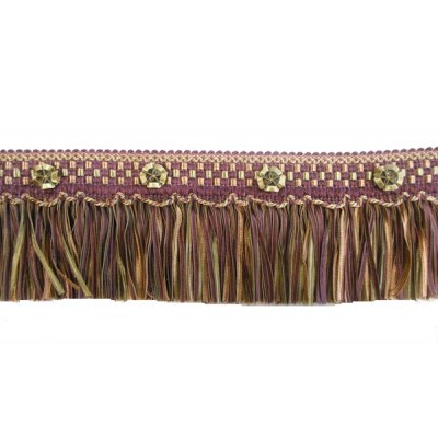 Organdy Cut Fringe with Rosette -  Mulberry Avocado