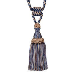 Single Tassel Tieback - Navy & Taupe