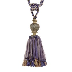 Large Single Tassel Tieback - Navy Taupe