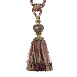 Large Single Tassel Tieback - Mulberry Avocado