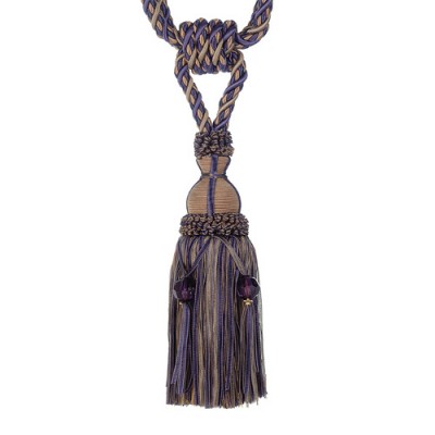 Tassel Tieback with Beads - Navy Taupe