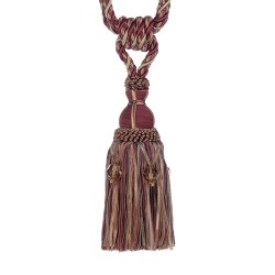 Tassel Tieback with Beads - Mulberry Avocado