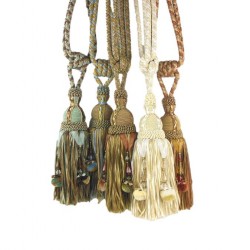 Single Tassel Tieback  with Pom Poms - 12 colours