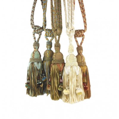 Single Tassel Tieback  with Pom Poms - 12 colours