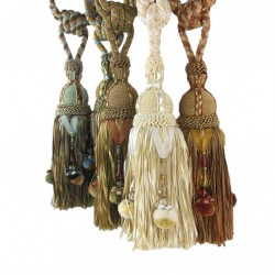 Single Tassel Tieback  with Pom Poms - 12 colours