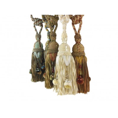 Single Tassel Tieback  with Pom Poms - 12 colours