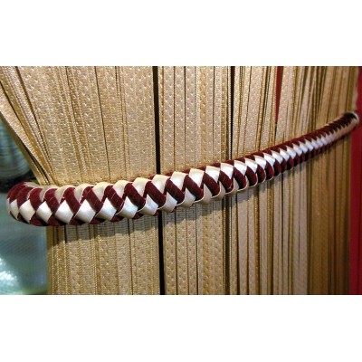Faux Leather & Suede Rope Tieback - Burgundy & Gold