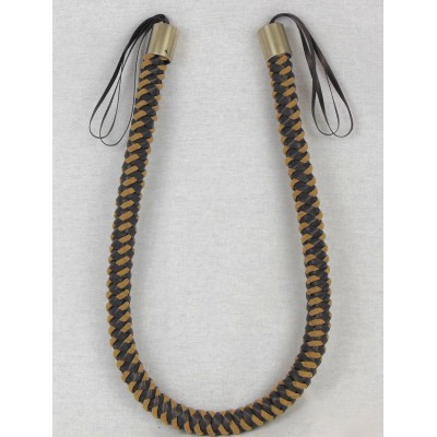 Faux Leather & Suede Rope Tieback - Brown & Beige