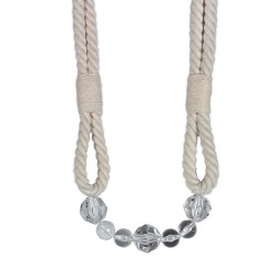Natural Cotton Beaded Rope Curtain Tieback