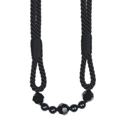 Rope Tieback with Beads - Black