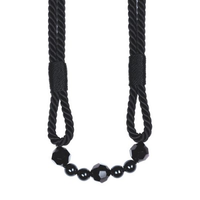 Rope Tieback with Beads - Black