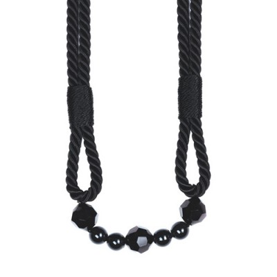 Rope Tieback with Beads - Black