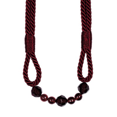 Rope Tieback with Beads - Burgundy